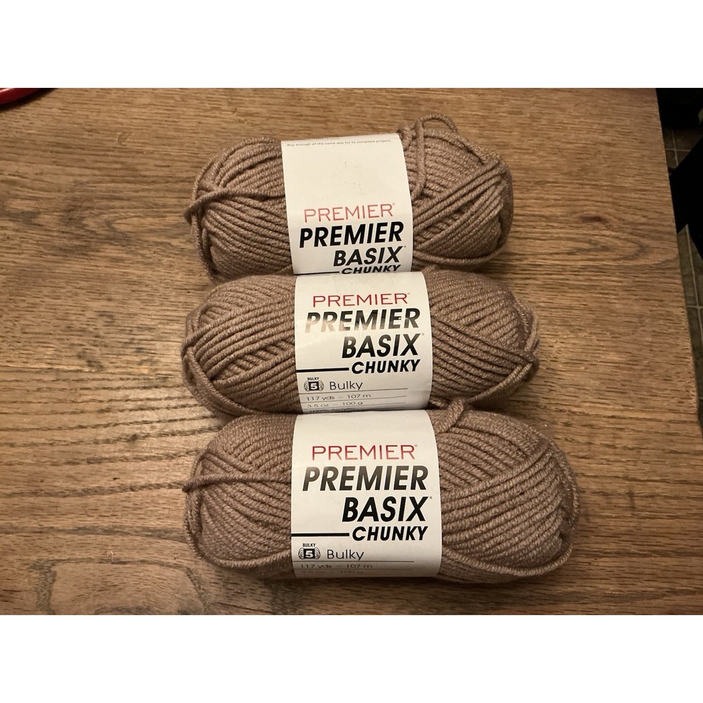 Premier Yarns Basix Chunky Yarn Taupe‎ 3 Pack New